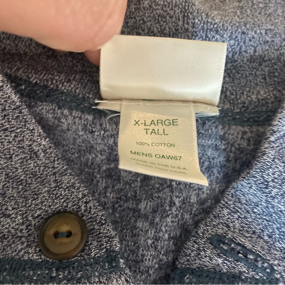 Men's L.L. Bean‎ Henley Long Sleeve Gray Stretch Soft Shirt Button XLT XL Tall - Picture 6 of 8
